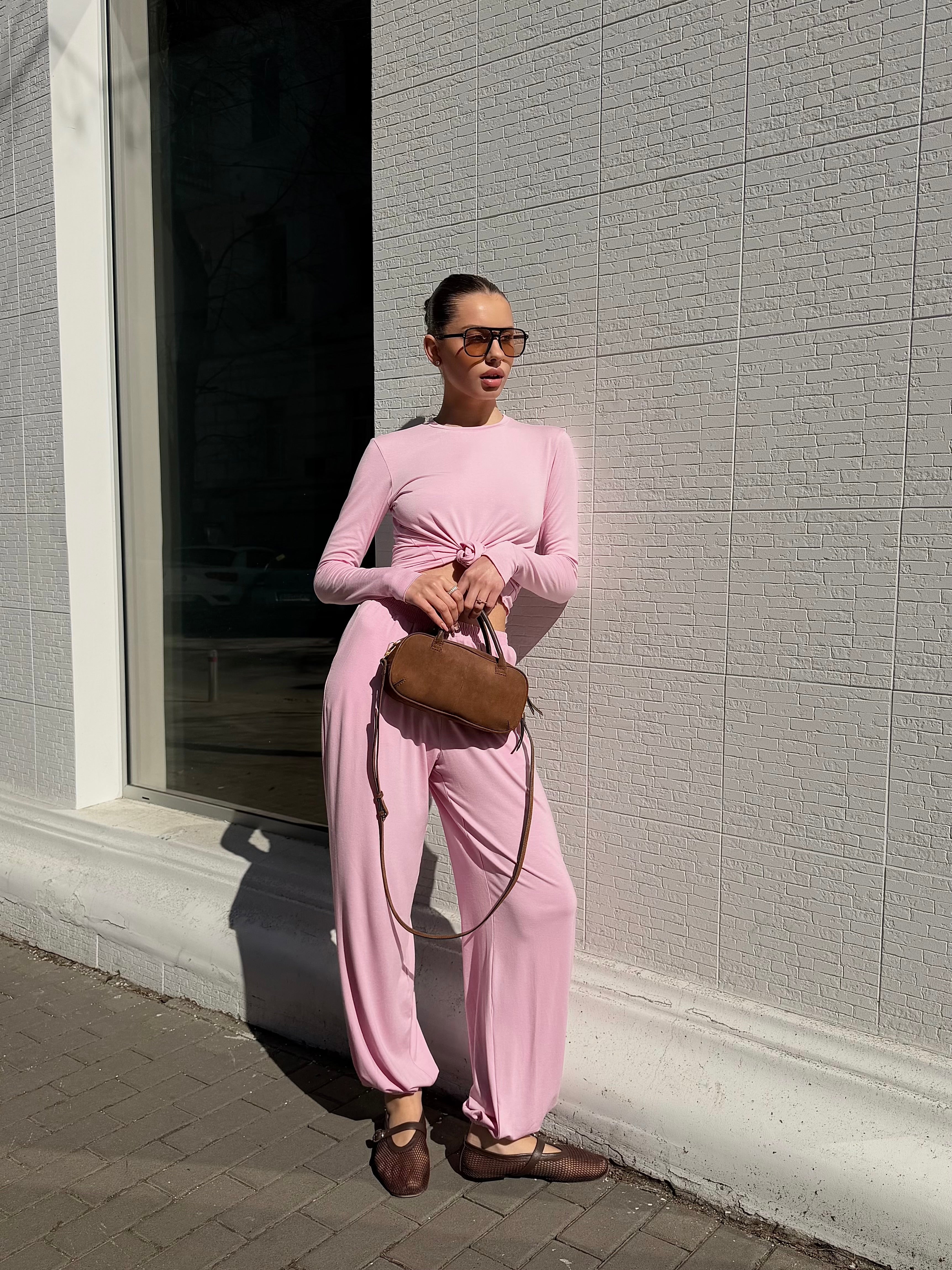 Костюм з віскози зі штанами Аладін в рожевому кольорі