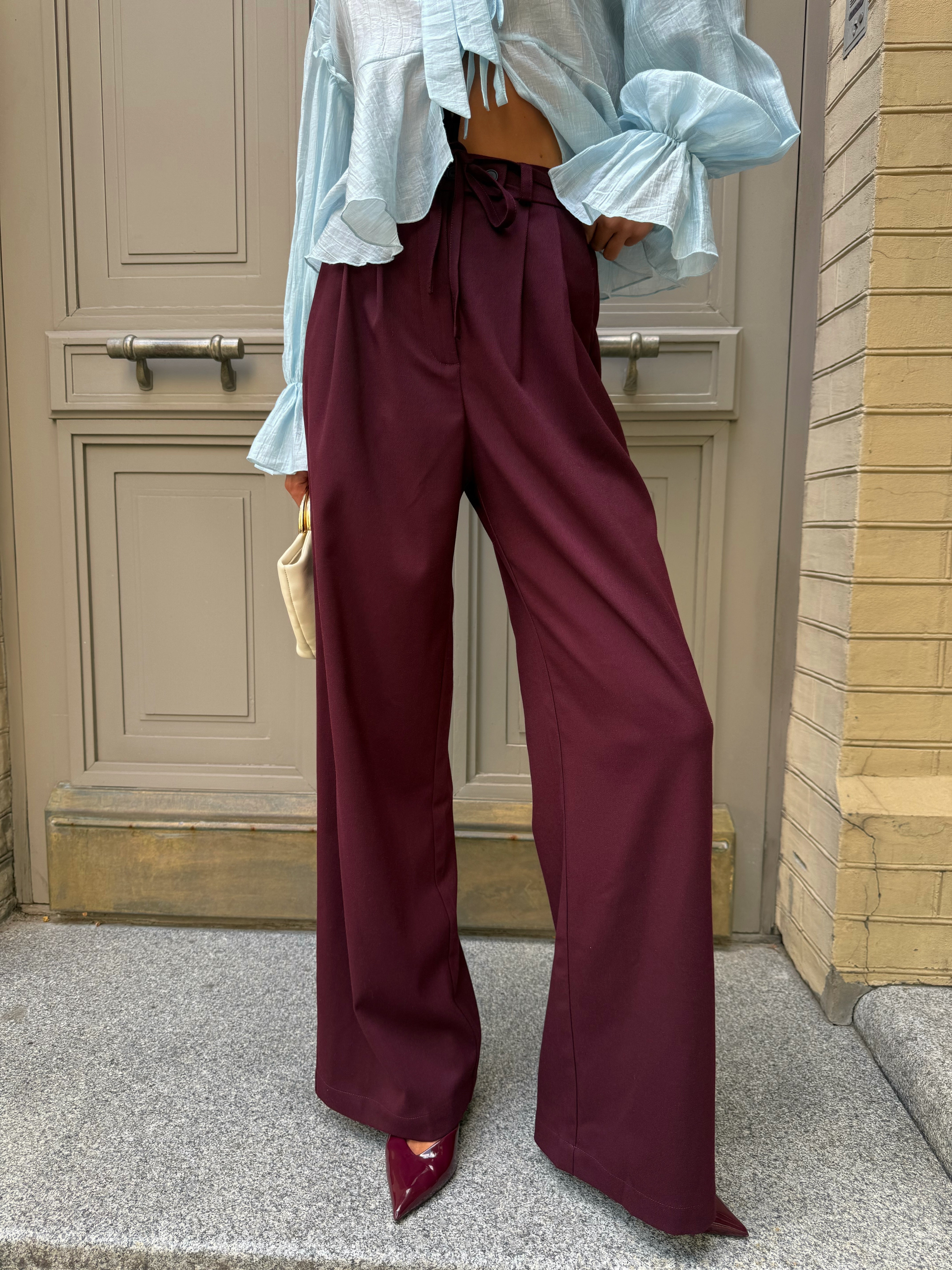 Брюки палаццо класичні в кольорі бордо