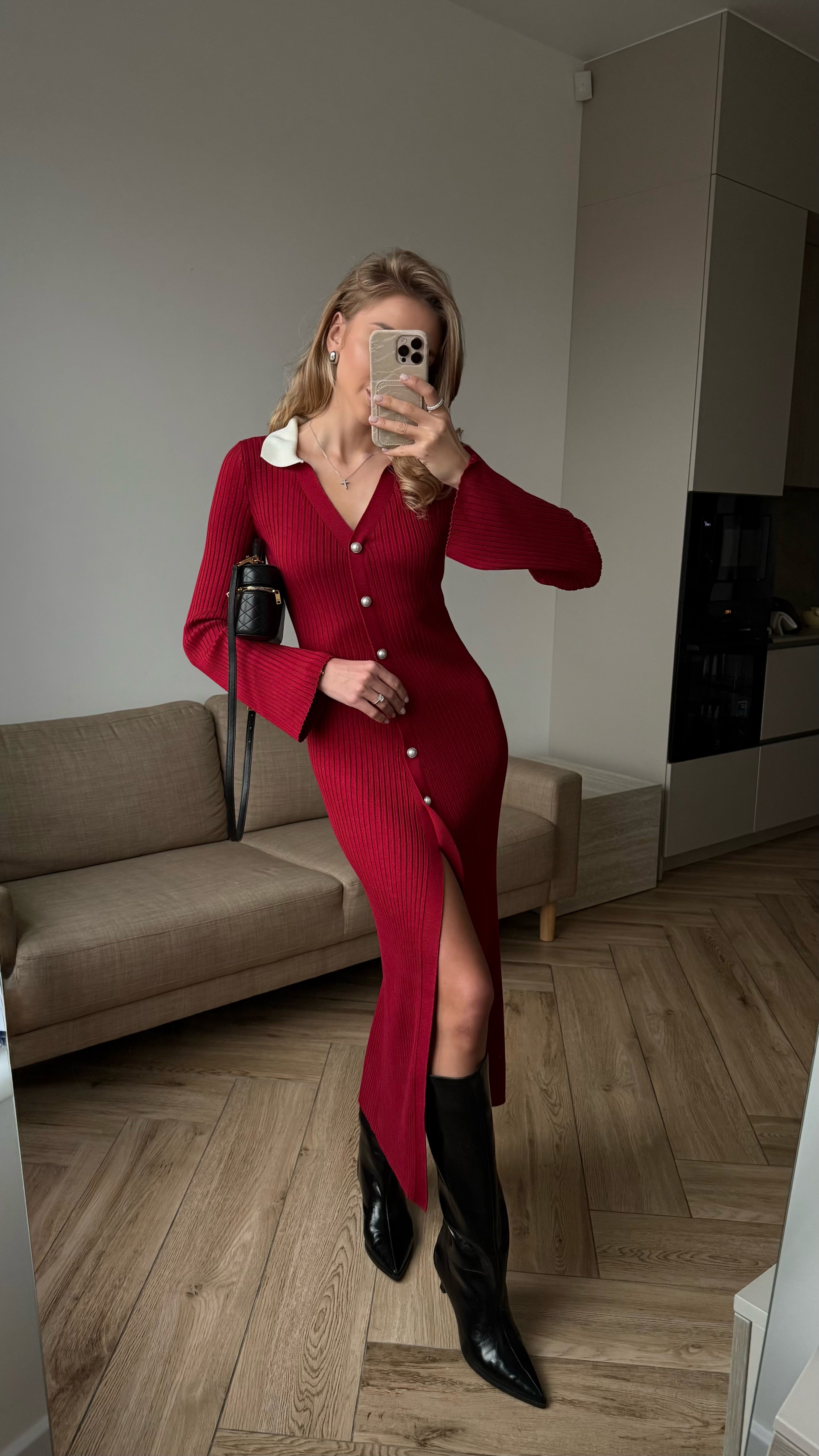 Сукня в стилі old money в кольорі бордо