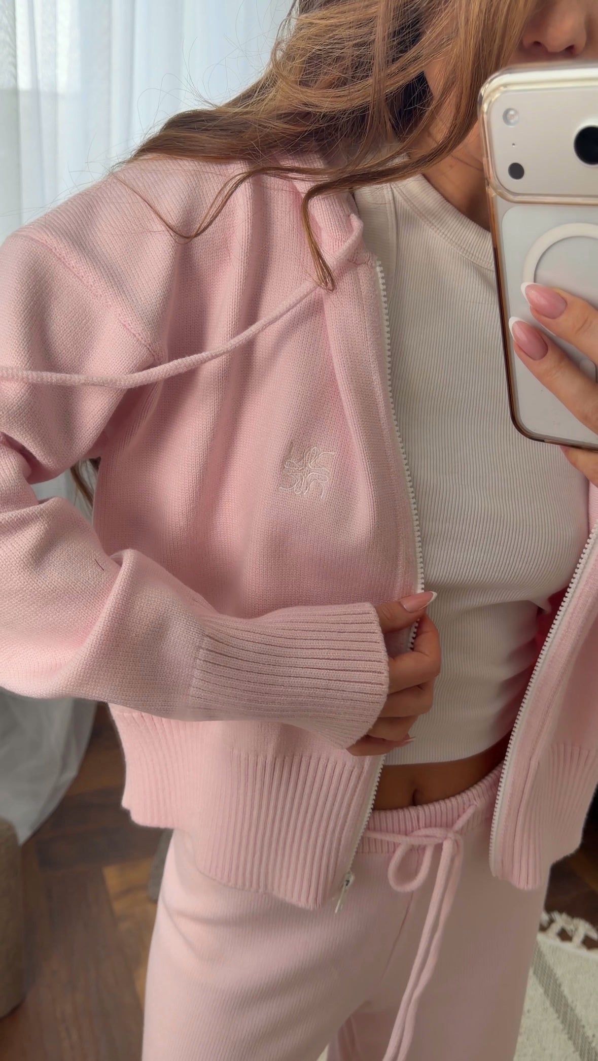 Трикотажний костюм на змійці в рожевому кольорі