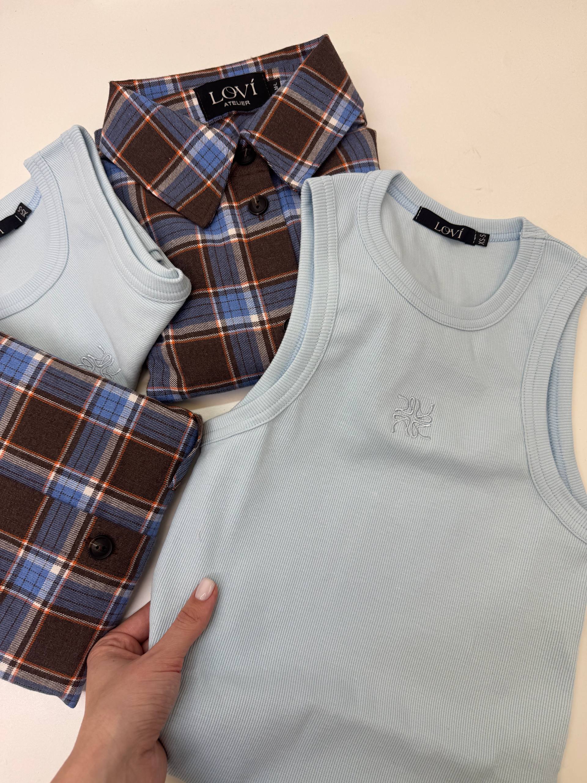 Майка з кашкорсе в блакитному кольорі