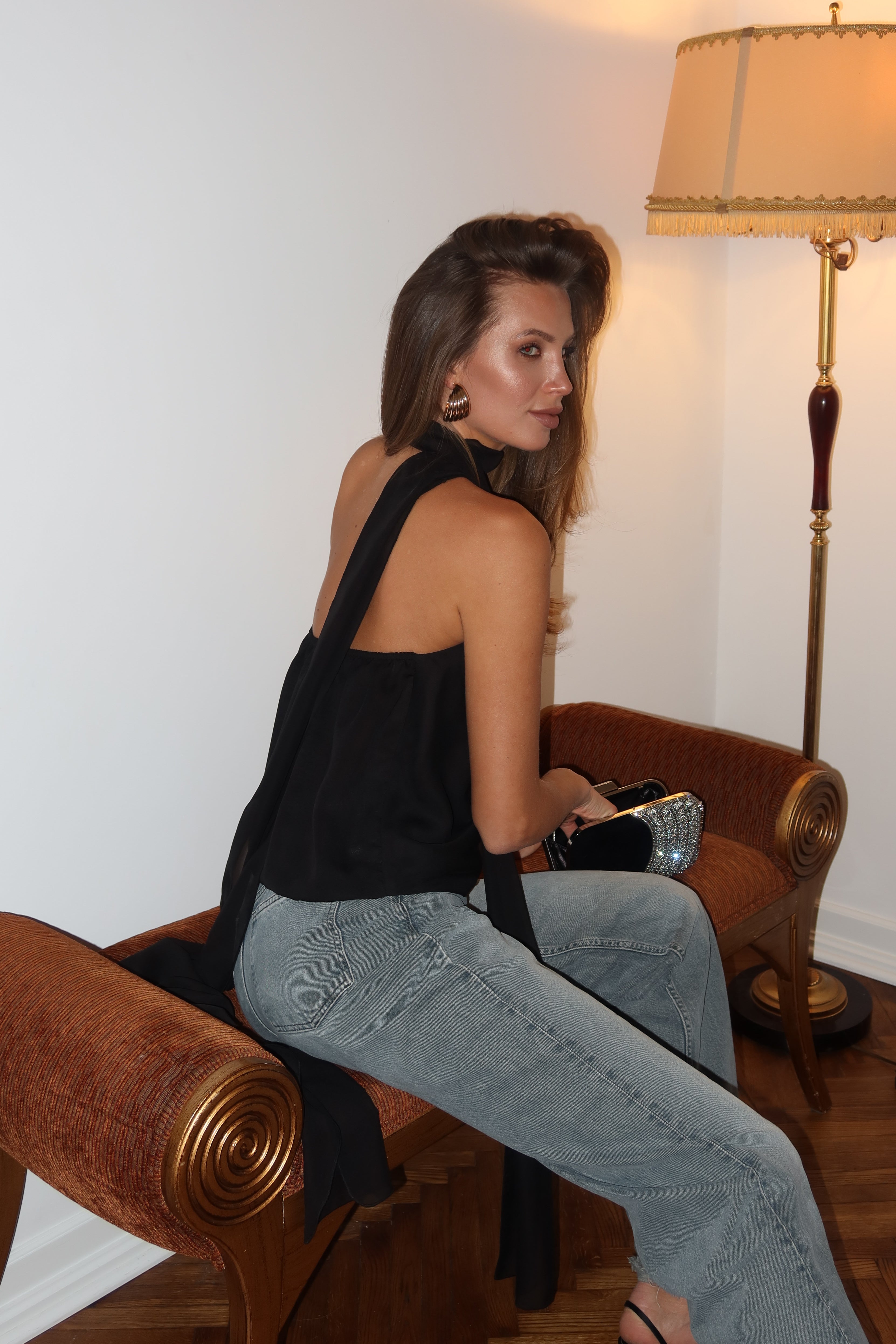 Шифоновий топ в чорному кольорі