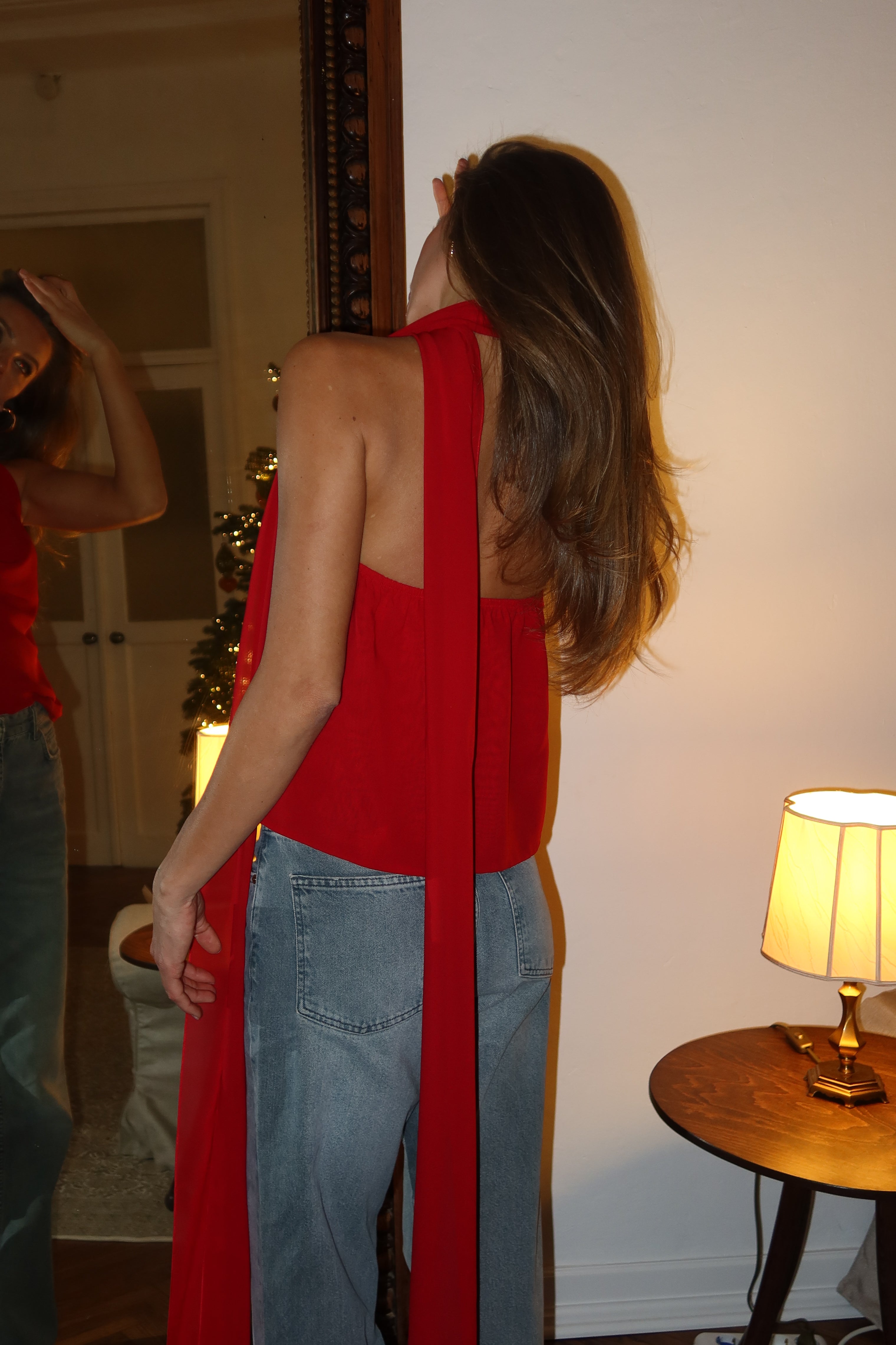 Шифоновий топ в червоному кольорі