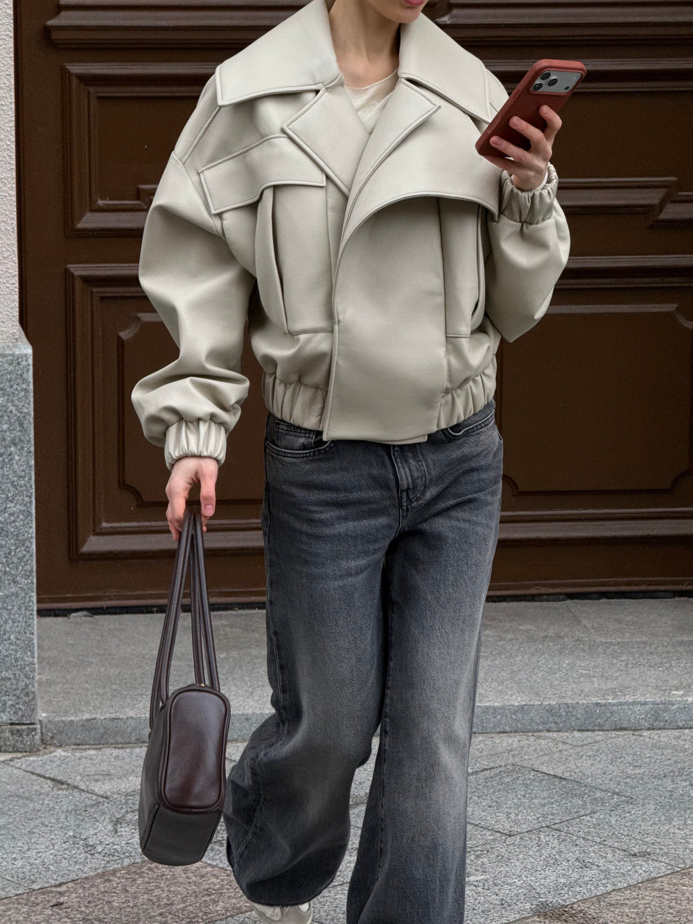 Бомбер з еко-шкіри