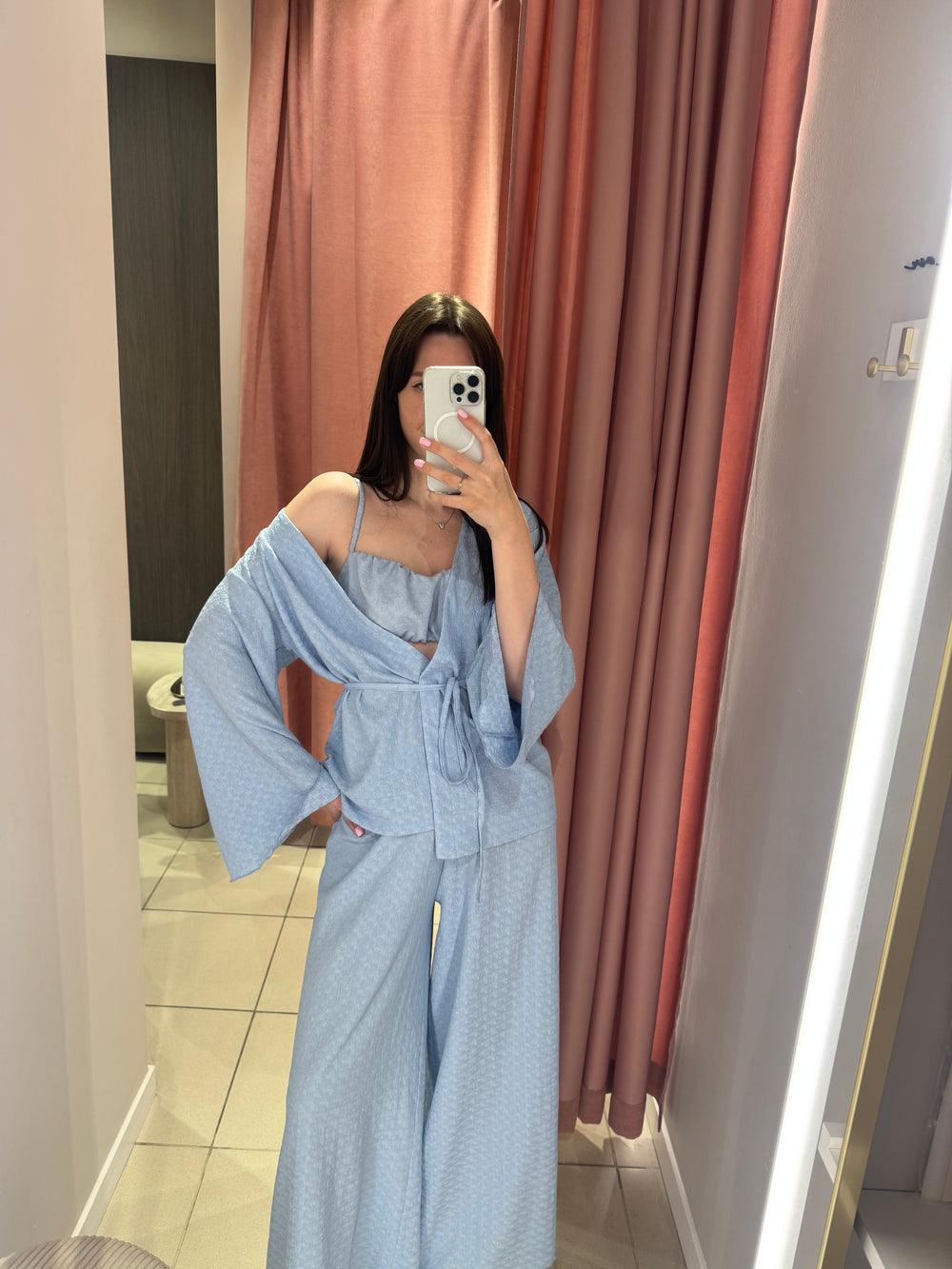 Костюм-трійка з віскози в блакитному кольорі