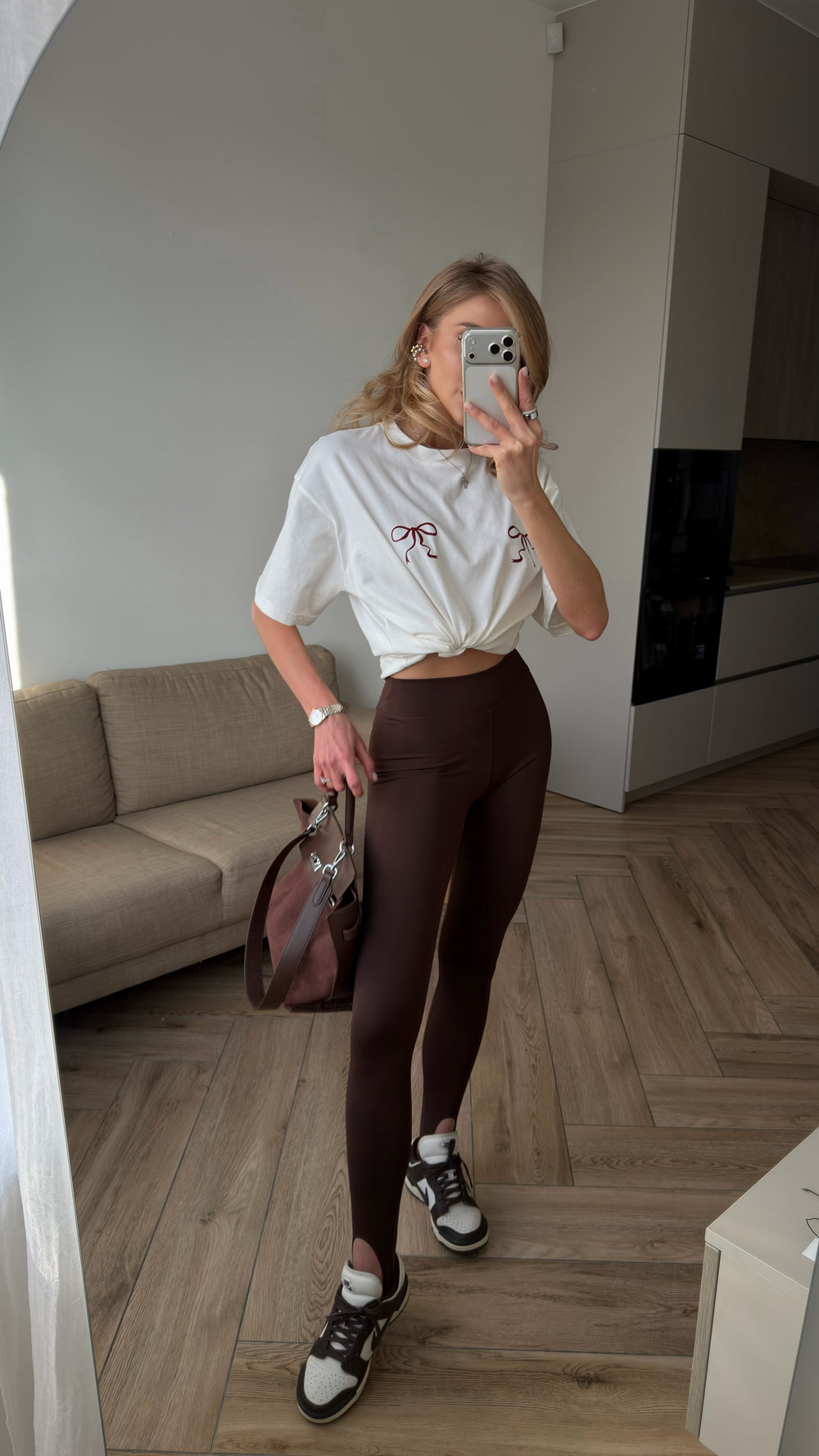 Лосини зі штрипками в шоколадному кольорі