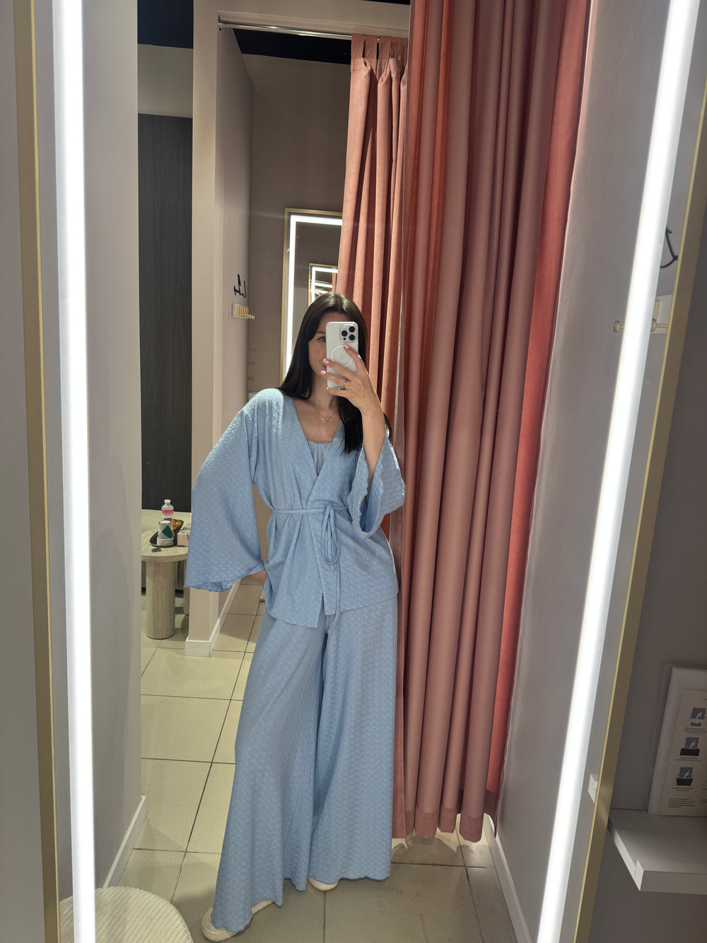 Костюм-трійка з віскози в блакитному кольорі