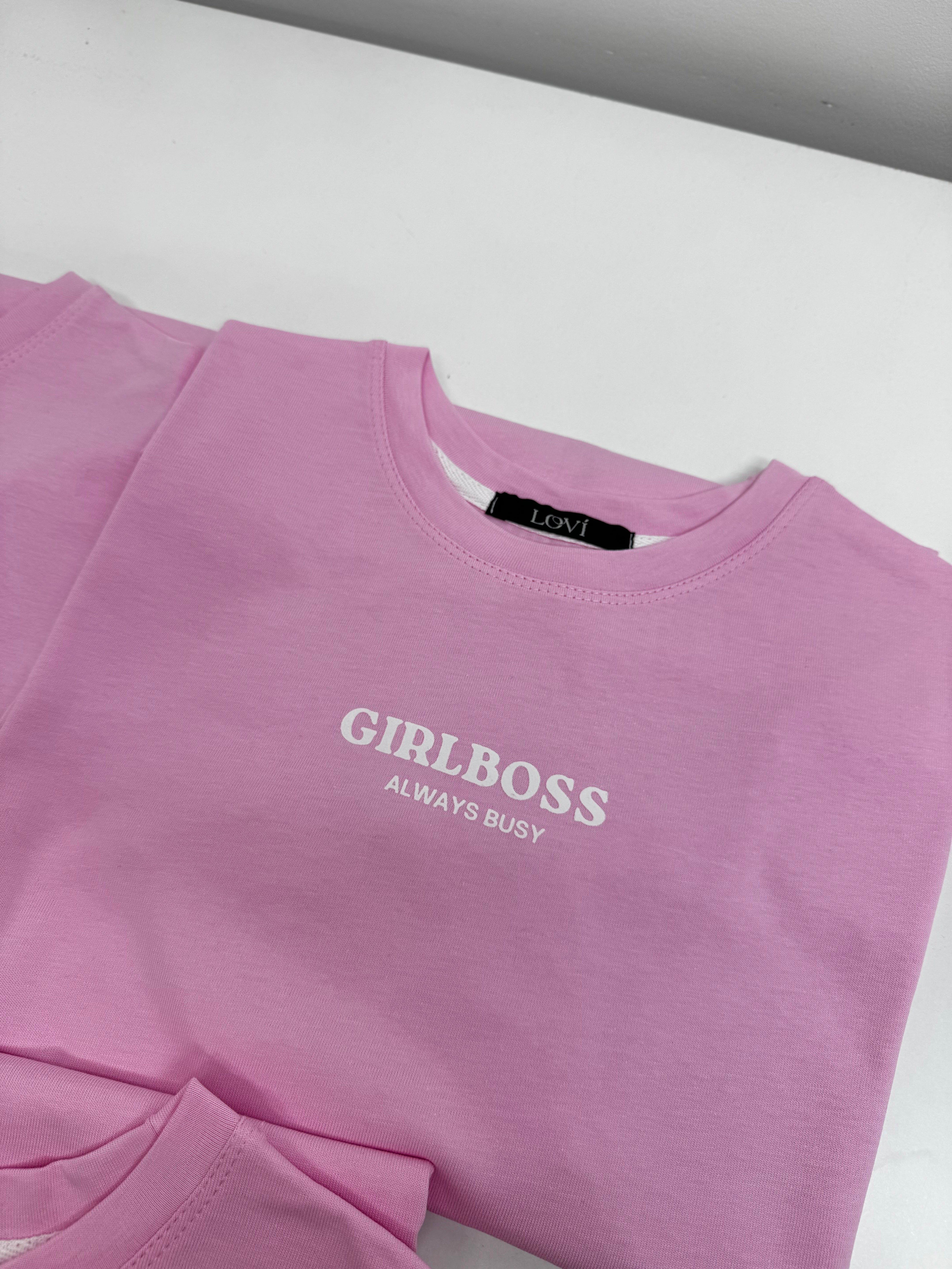 Лонгслів рожевого кольору з принтом GIRLBOSS