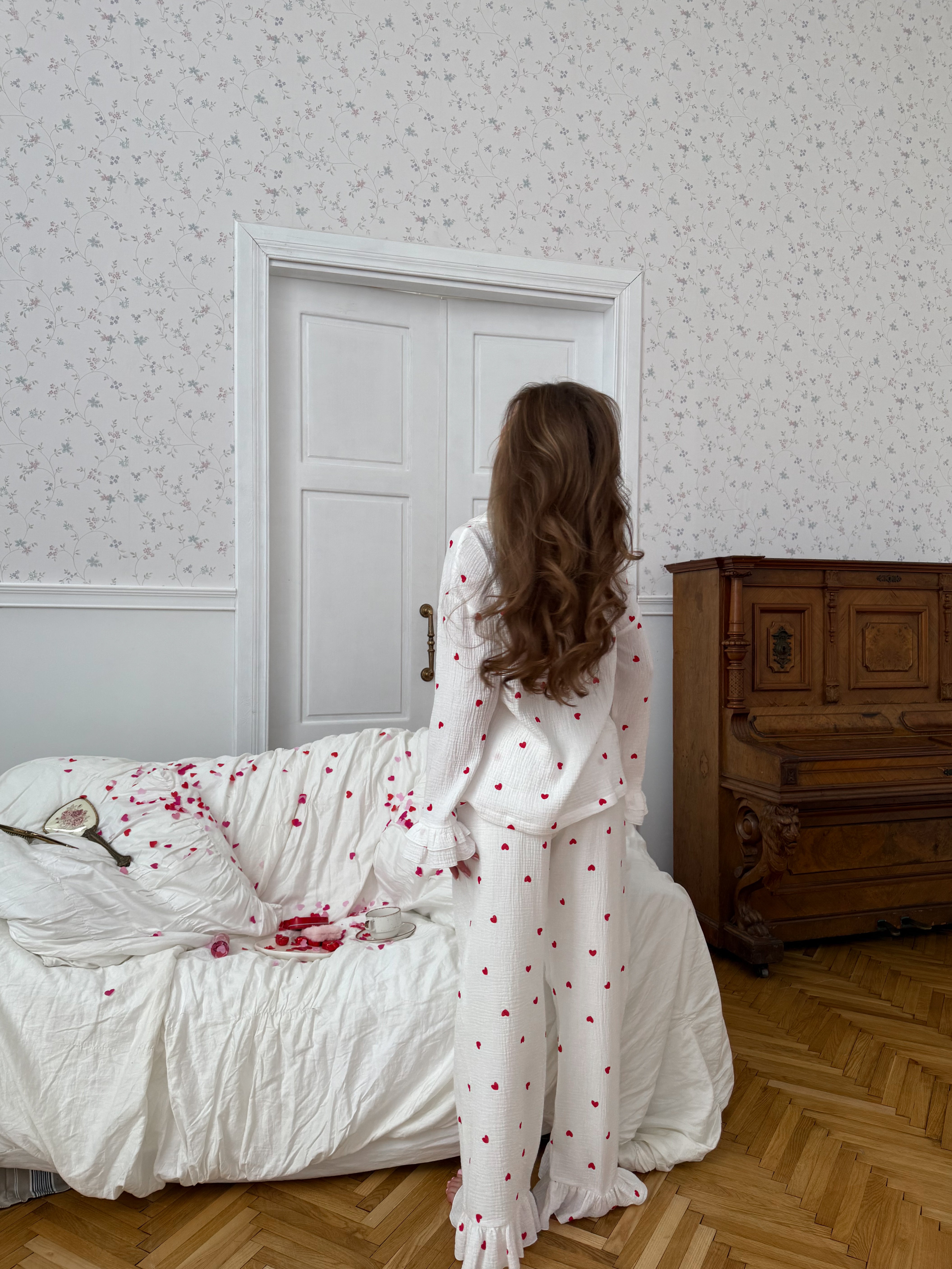 Муслінова піжама з рюшами в сердечко