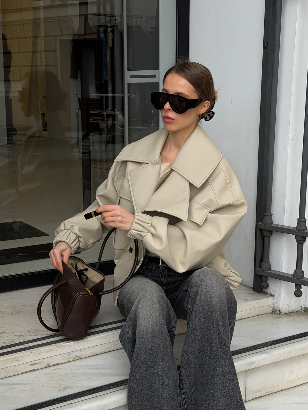 Бомбер з еко-шкіри