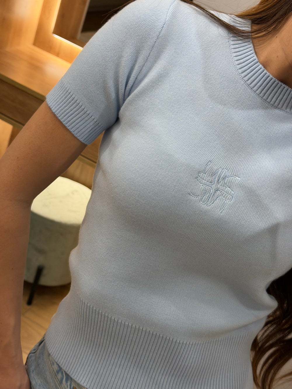 Футболка в блакитному кольорі з вишивкою