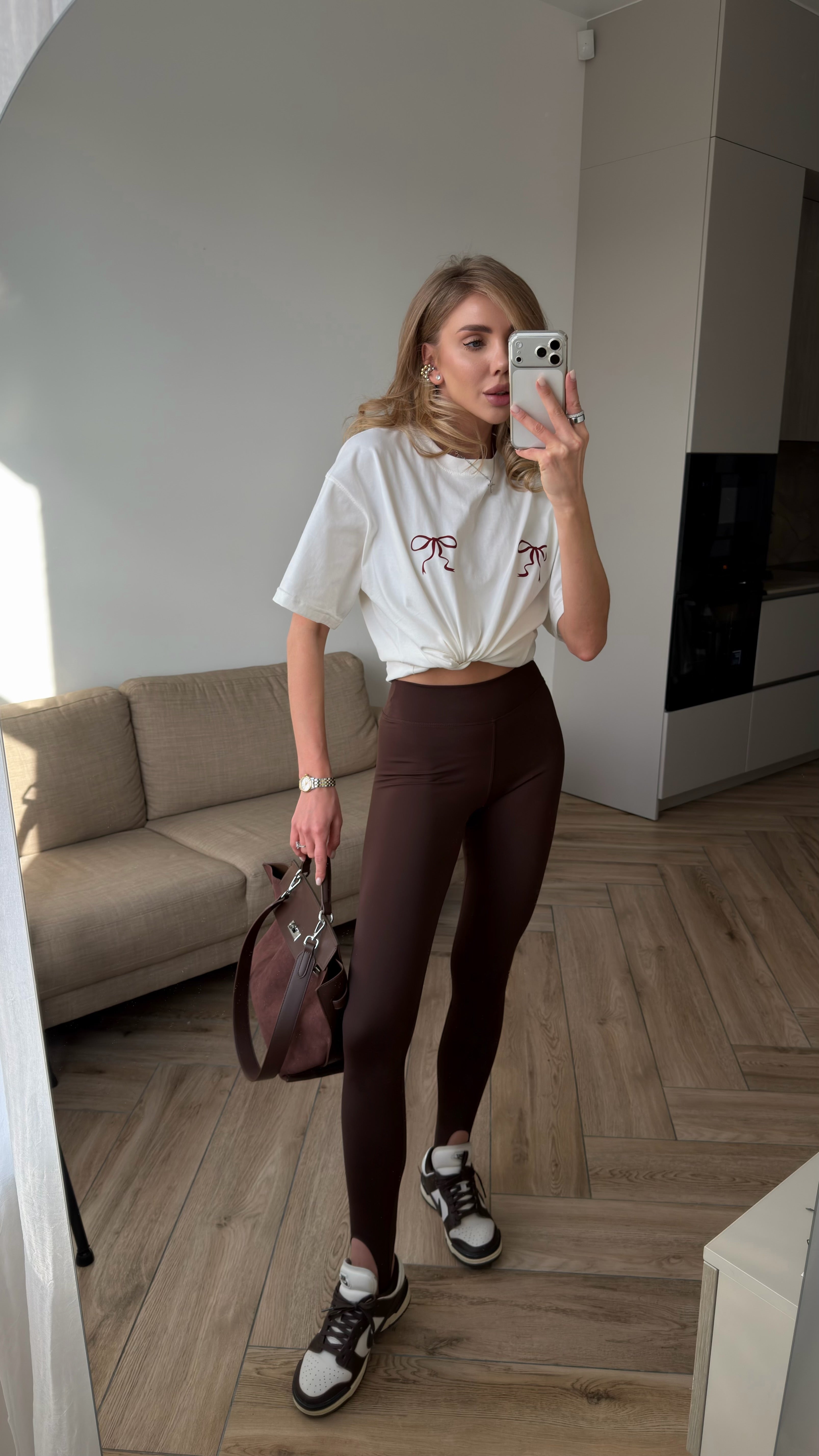 Лосини зі штрипками в шоколадному кольорі