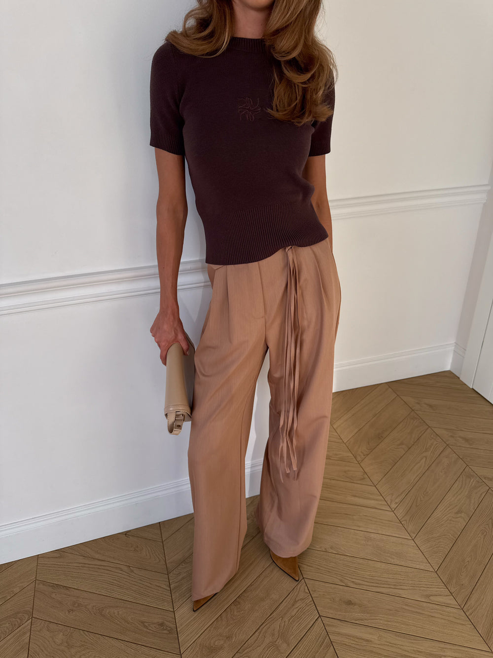 Брюки палаццо класичні в карамельному кольорі