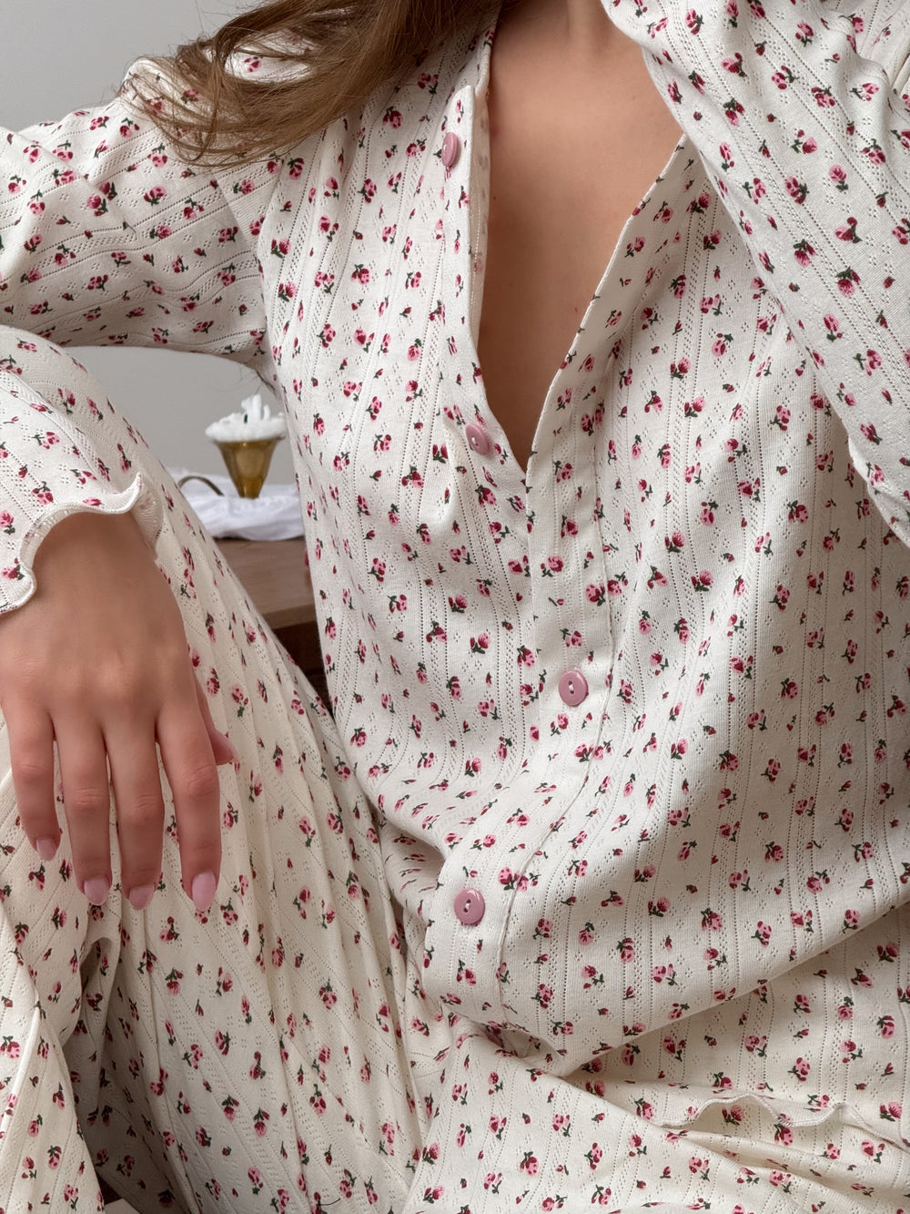 Бавовняна піжама в квітковий принт