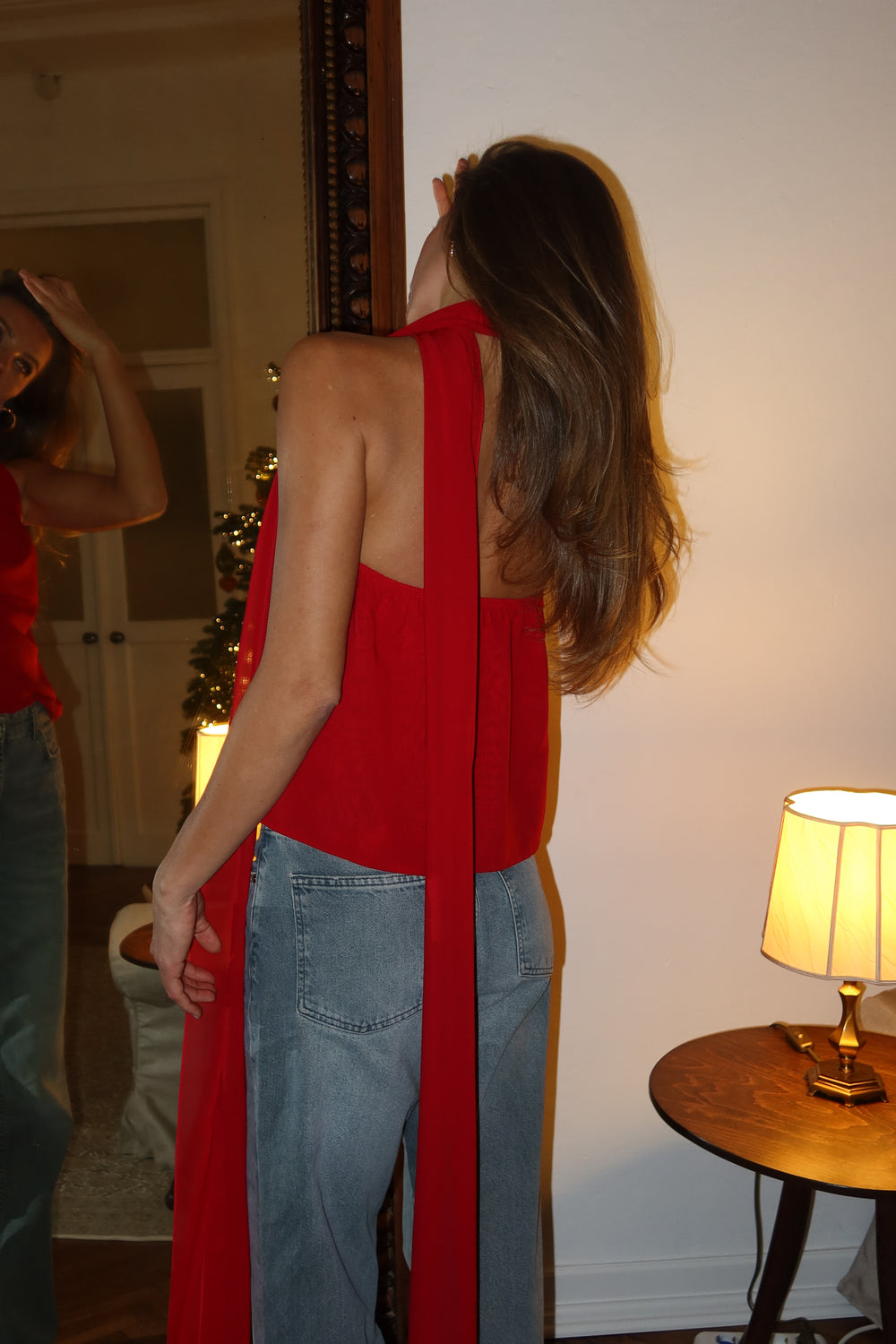 Шифоновий топ в червоному кольорі